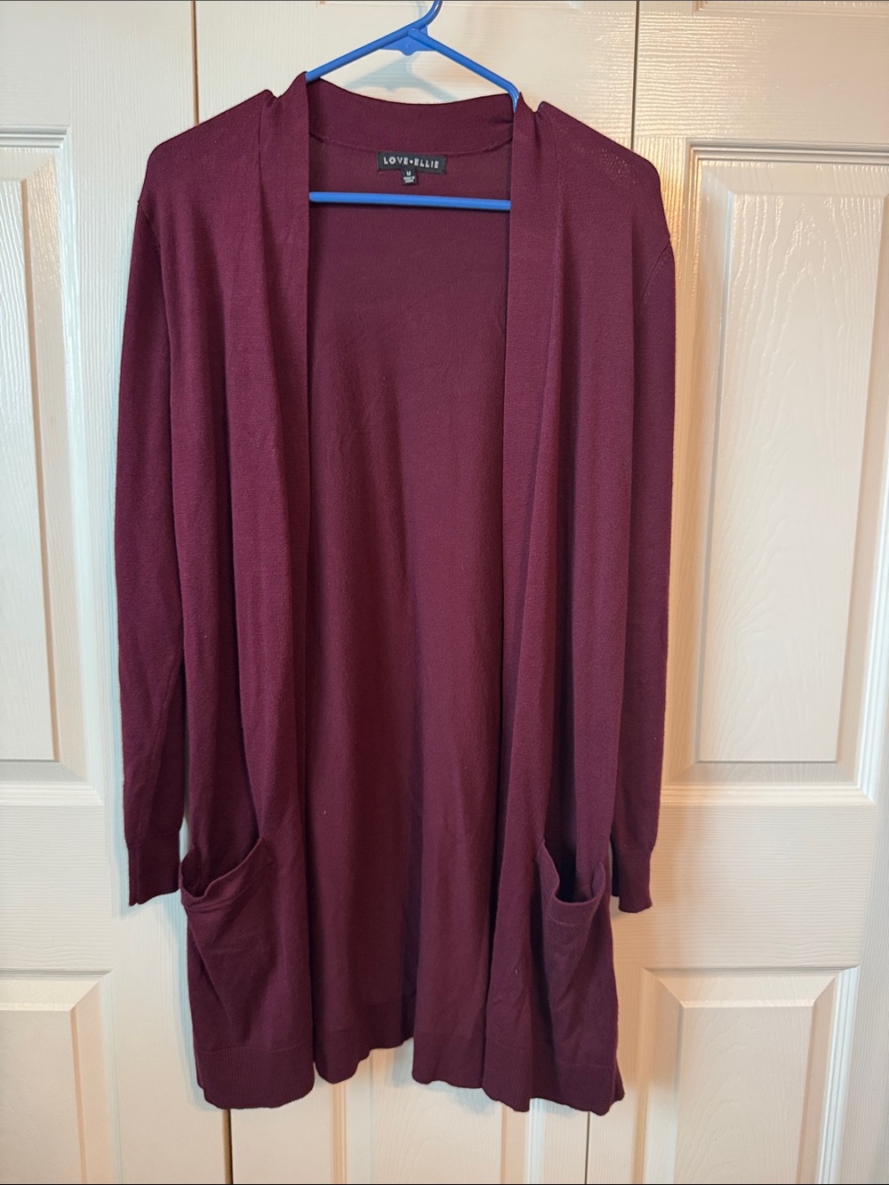 Love + Elle Women's Open-Front Cardigan in Wine | Medium